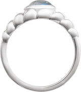 Platinum Oval Natural Rainbow Moonstone Bezel-Set Puffed Cabochon Ring - view 2
