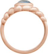 14K Gold Oval Natural Rainbow Moonstone Bezel-Set Puffed Cabochon Ring - Rose Gold - view 2