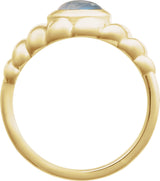 14K Gold Oval Natural Rainbow Moonstone Bezel-Set Puffed Cabochon Ring - Yellow Gold - view 2