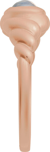 14K Gold Oval Natural Rainbow Moonstone Bezel-Set Puffed Cabochon Ring - Rose Gold - view 3