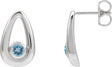 Platinum Round Natural Aquamarine Geometric Earrings