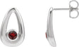 Platinum Round Natural Mozambique Garnet Geometric Earrings