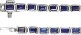 14K Gold Emerald Lab-Grown Blue Sapphire Bezel-Set Line Bracelet - White Gold - view 3