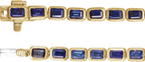 14K Gold Emerald Lab-Grown Blue Sapphire Bezel-Set Line Bracelet - Yellow Gold - view 3