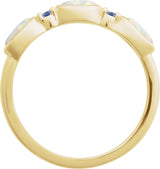 14K Gold Oval Lab-Grown White Opal & Natural Tanzanite Accented Ring - Yellow Gold - view 2