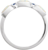 Platinum Oval Lab-Grown White Opal & Natural Tanzanite Accented Ring - view 3
