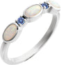 Platinum Oval Lab-Grown White Opal & Natural Tanzanite Accented Ring