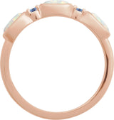 14K Gold Oval Lab-Grown White Opal & Natural Tanzanite Accented Ring - Rose Gold - view 2