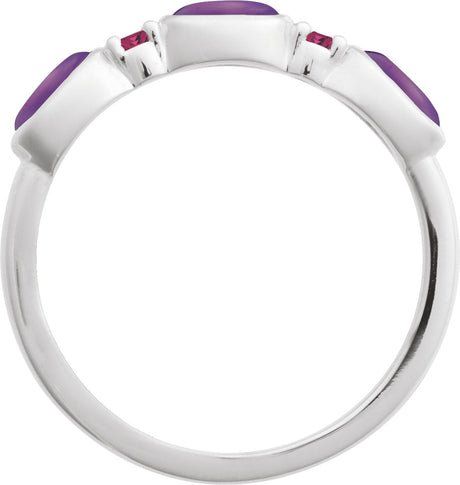 Platinum Oval Natural Amethyst & Natural Pink Tourmaline Accented Ring - view 2