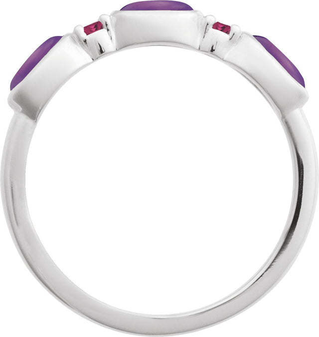 Platinum Oval Natural Amethyst & Natural Pink Tourmaline Accented Ring - view 2