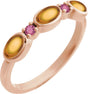 14K Gold Oval Natural Citrine & Natural Pink Tourmaline Accented Ring - Rose Gold