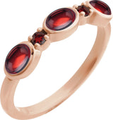 14K Gold Oval Natural Mozambique Garnet Accented Ring - Rose Gold