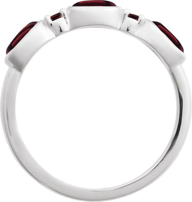 Platinum Oval Natural Mozambique Garnet Accented Ring - view 2