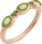 14K Gold Oval Natural Peridot Accented Ring - Rose Gold