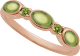 14K Gold Oval Natural Peridot Accented Ring - Rose Gold - view 4