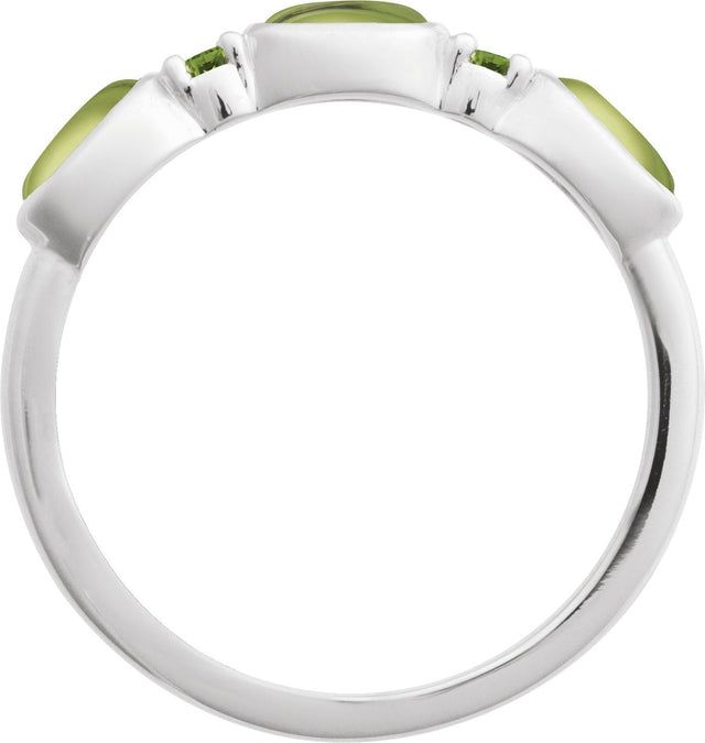 14K Gold Oval Natural Peridot Accented Ring - White Gold - view 2