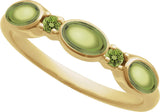 14K Gold Oval Natural Peridot Accented Ring - Yellow Gold - view 4