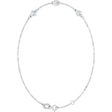 14K Gold Round Natural White Sapphire Bezel-Set Link Bracelet – 25.9x1.7mm - White Gold - view 11