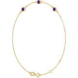 14K Gold Round Natural Amethyst Bezel-Set Link Bracelet – 25.9x1.7mm - Yellow Gold - view 11