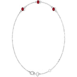 14K Gold Round Natural Ruby Bezel-Set Link Bracelet – 25.9x1.7mm - White Gold - view 11