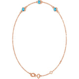 14K Gold Round Natural Aquamarine Bezel-Set Link Bracelet – 25.9x1.7mm - Rose Gold - view 17