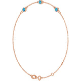 14K Gold Round Natural Blue Zircon Bezel-Set Link Bracelet – 25.9x1.7mm - Rose Gold - view 17