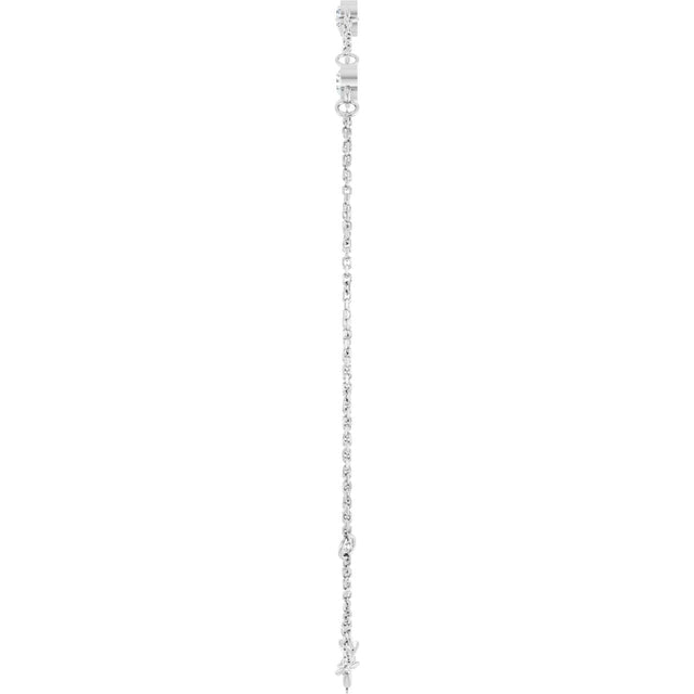 14K Gold Round Natural White Sapphire Bezel-Set Link Bracelet – 25.9x1.7mm - White Gold - view 12
