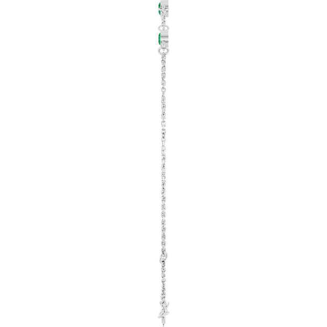14K Gold Round Natural Emerald Bezel-Set Link Bracelet – 25.9x1.7mm - White Gold - view 12