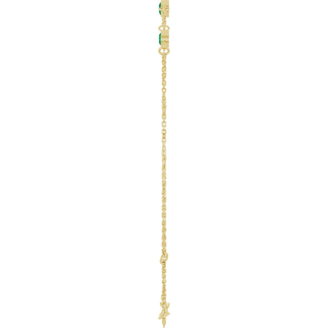 14K Gold Round Natural Emerald Bezel-Set Link Bracelet – 25.9x1.7mm - Yellow Gold - view 12