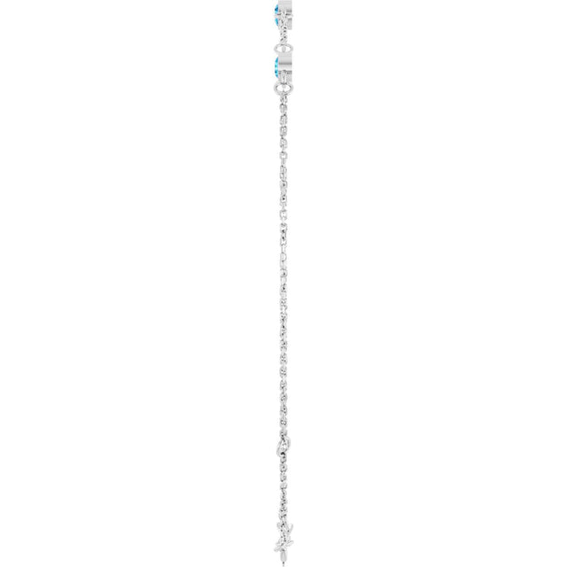 14K Gold Round Natural Blue Zircon Bezel-Set Link Bracelet – 25.9x1.7mm - White Gold - view 12