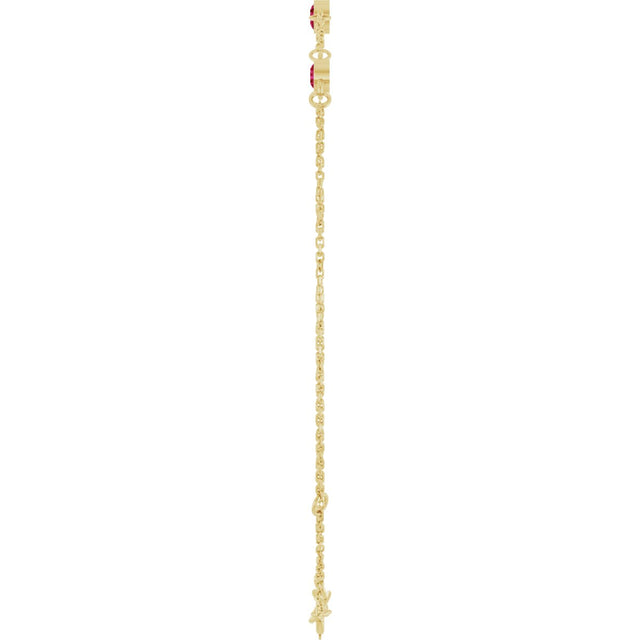 14K Gold Round Natural Ruby Bezel-Set Link Bracelet – 25.9x1.7mm - Yellow Gold - view 12