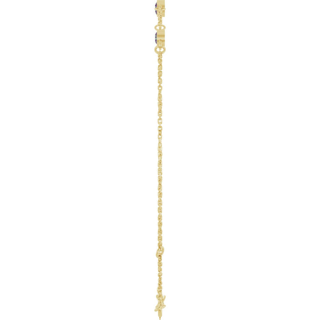 14K Gold Round Lab-Grown Alexandrite Bezel-Set Link Bracelet – 25.9x1.7mm - Yellow Gold - view 12