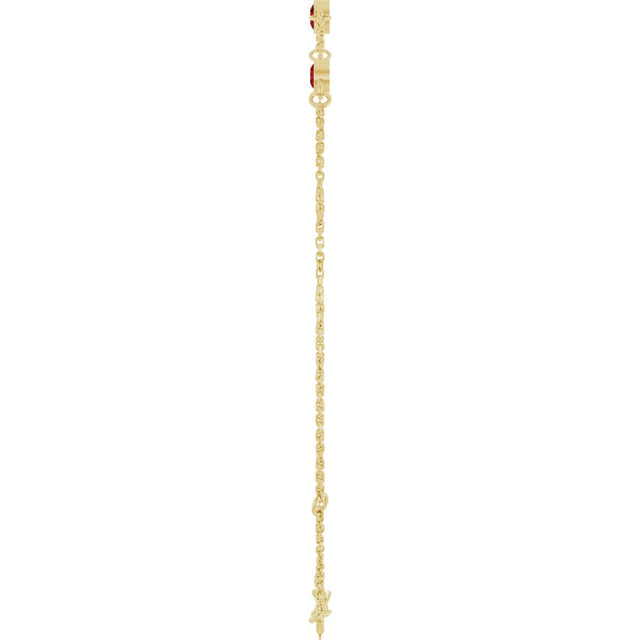 14K Gold Round Natural Mozambique Garnet Bezel-Set Link Bracelet – 25.9x1.7mm - Yellow Gold - view 12