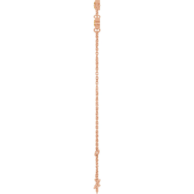 14K Gold Round Natural Citrine Bezel-Set Link Bracelet – 25.9x1.7mm - Rose Gold - view 18