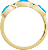 14K Gold Oval Natural Turquoise & Natural Peridot Accented Ring - Yellow Gold - view 2