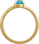 14K Gold Oval Natural Turquoise Cabochon Ring – 6-7mm Stones - Yellow Gold - view 2