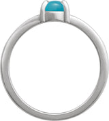 14K Gold Oval Natural Turquoise Cabochon Ring – 6-7mm Stones - White Gold - view 2