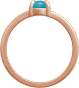14K Gold Oval Natural Turquoise Cabochon Ring – 6-7mm Stones - Rose Gold - view 2