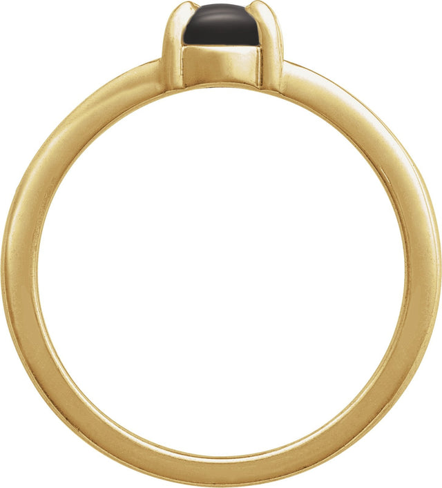 14K Gold Round Natural Onyx Cabochon Ring - Yellow Gold - view 2