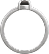14K Gold Round Natural Onyx Cabochon Ring - White Gold - view 2