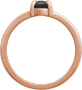 14K Gold Round Natural Onyx Cabochon Ring - Rose Gold - view 2