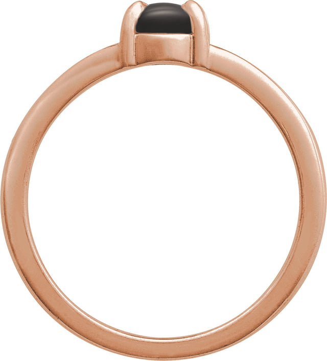 14K Gold Round Natural Onyx Cabochon Ring - Rose Gold - view 2