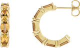 14K Gold Oval Natural Citrine Accented Hoop Earrings – 5x3mm - Yellow Gold