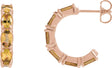 14K Gold Oval Natural Citrine Accented Hoop Earrings – 5x3mm - Rose Gold