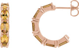 14K Gold Oval Natural Citrine Accented Hoop Earrings – 5x3mm - Rose Gold