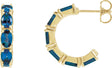 14K Gold Oval Natural Blue Sapphire Accented Hoop Earrings - Yellow Gold