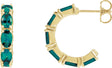 14K Gold Oval Lab-Grown Alexandrite Accented Hoop Earrings - Yellow Gold