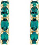 14K Gold Oval Lab-Grown Alexandrite Accented Hoop Earrings - Yellow Gold - view 2