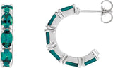 Platinum Oval Lab-Grown Alexandrite Accented Hoop Earrings