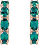 14K Gold Oval Lab-Grown Alexandrite Accented Hoop Earrings - Rose Gold - view 2